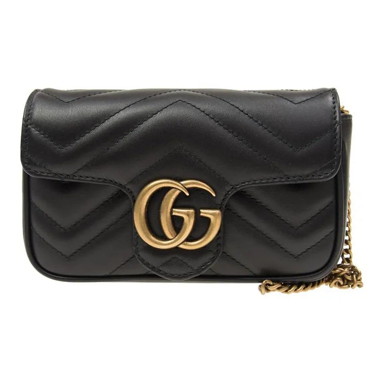 GUCCI GG Marmont Leather Super Mini Bag Black