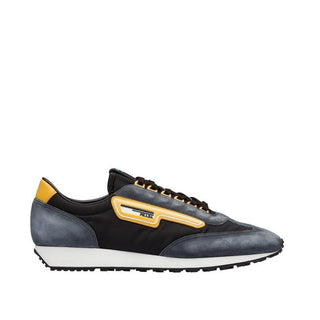 Prada Men's Shoes Black & Yellow Cloudbust Technical Fabric / Suede Leather Casual Sneakers