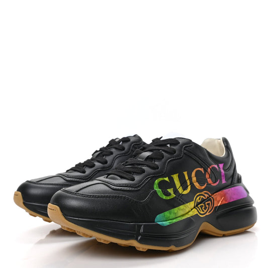 GUCCI RHYTON GUCCI LOGO LEATHER SNEAKER