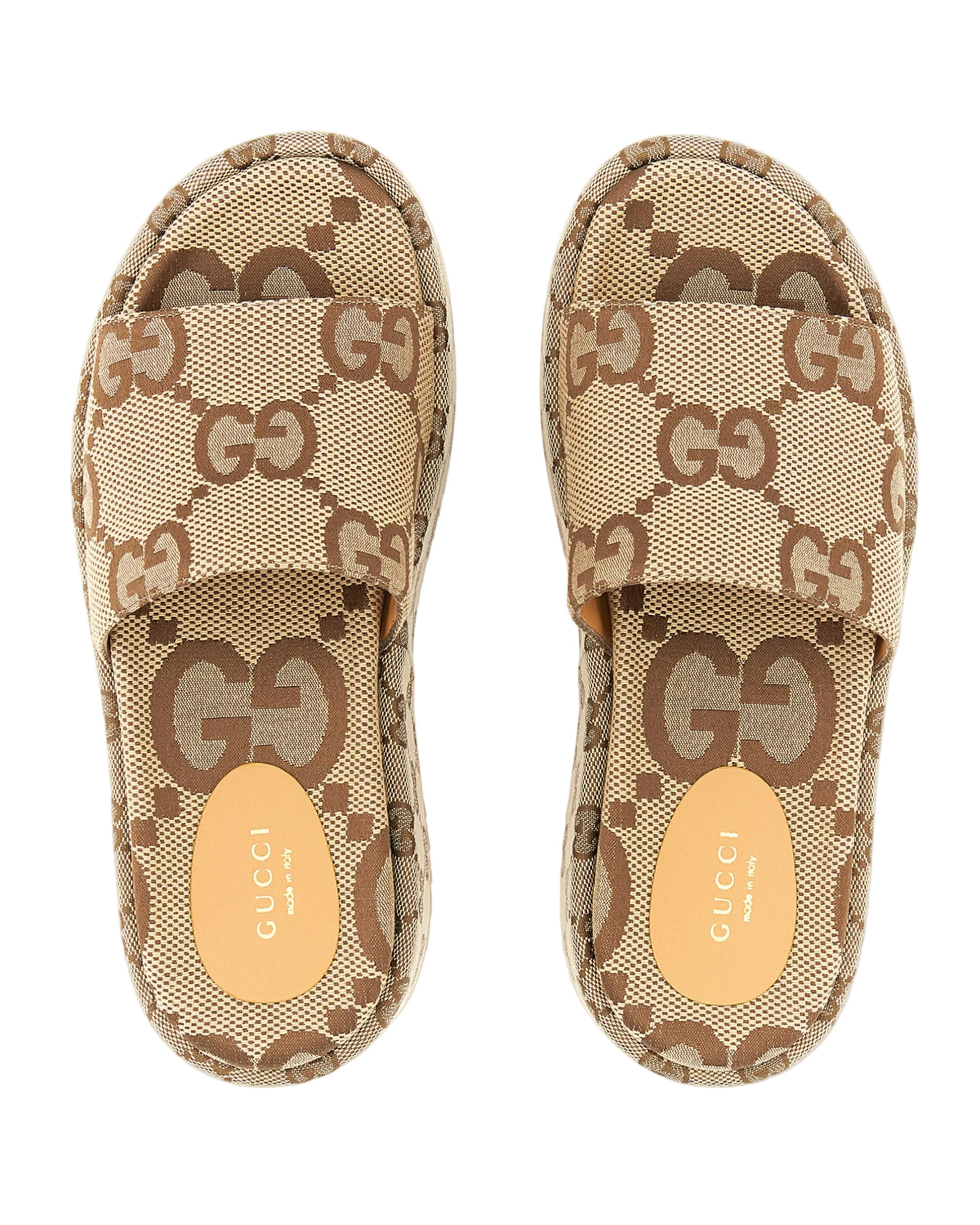 Gucci Angelina GG Canvas Flatform Slide Sandals