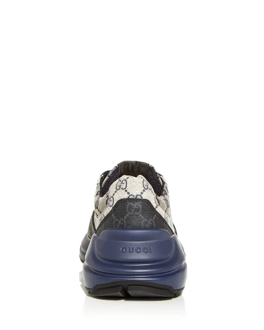 GG Gucci Rhyton Monogram Logo Sneakers - Black Blue -